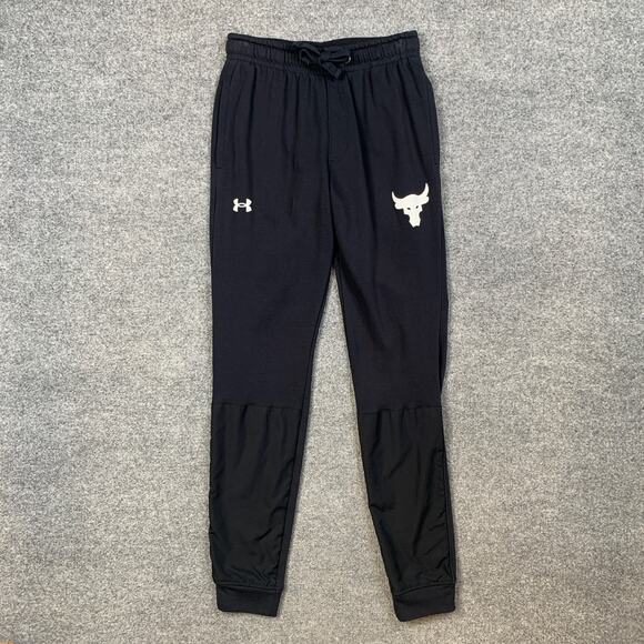 Under Armour Jogger Mens S Small Black Loose Project Rock Terry Active Pants - Picture 2 of 12